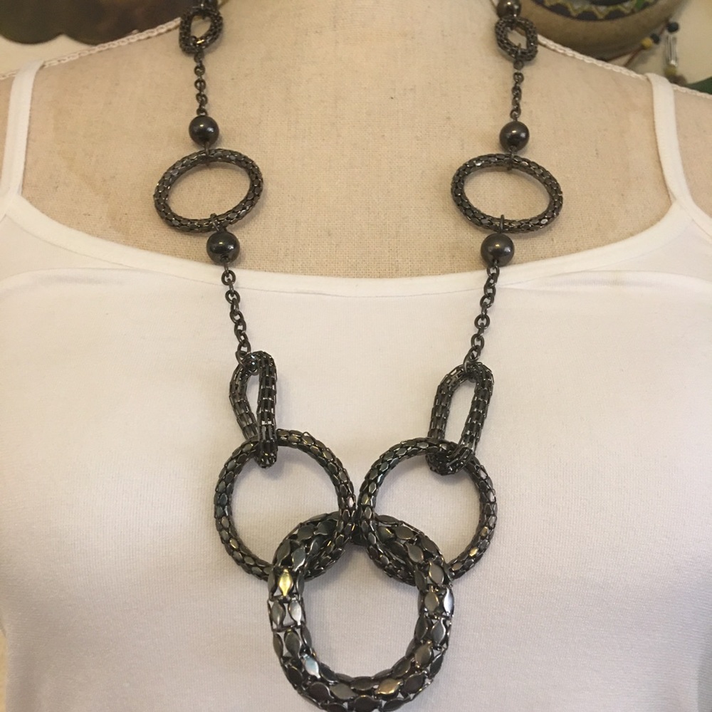 Modern black chrome tone chain link necklace